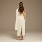 Ivory Asymmetrical Back Draped Maxi Dress - shopaleena