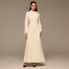 Ivory Bare shoulder Crepe Maxi Dress - shopaleena