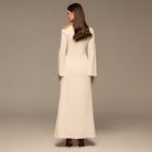 Ivory Bare shoulder Crepe Maxi Dress - shopaleena