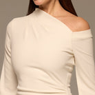 Ivory Bare shoulder Crepe Maxi Dress - shopaleena