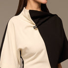 Ivory & Black Asymmetric Crepe Dress - shopaleena