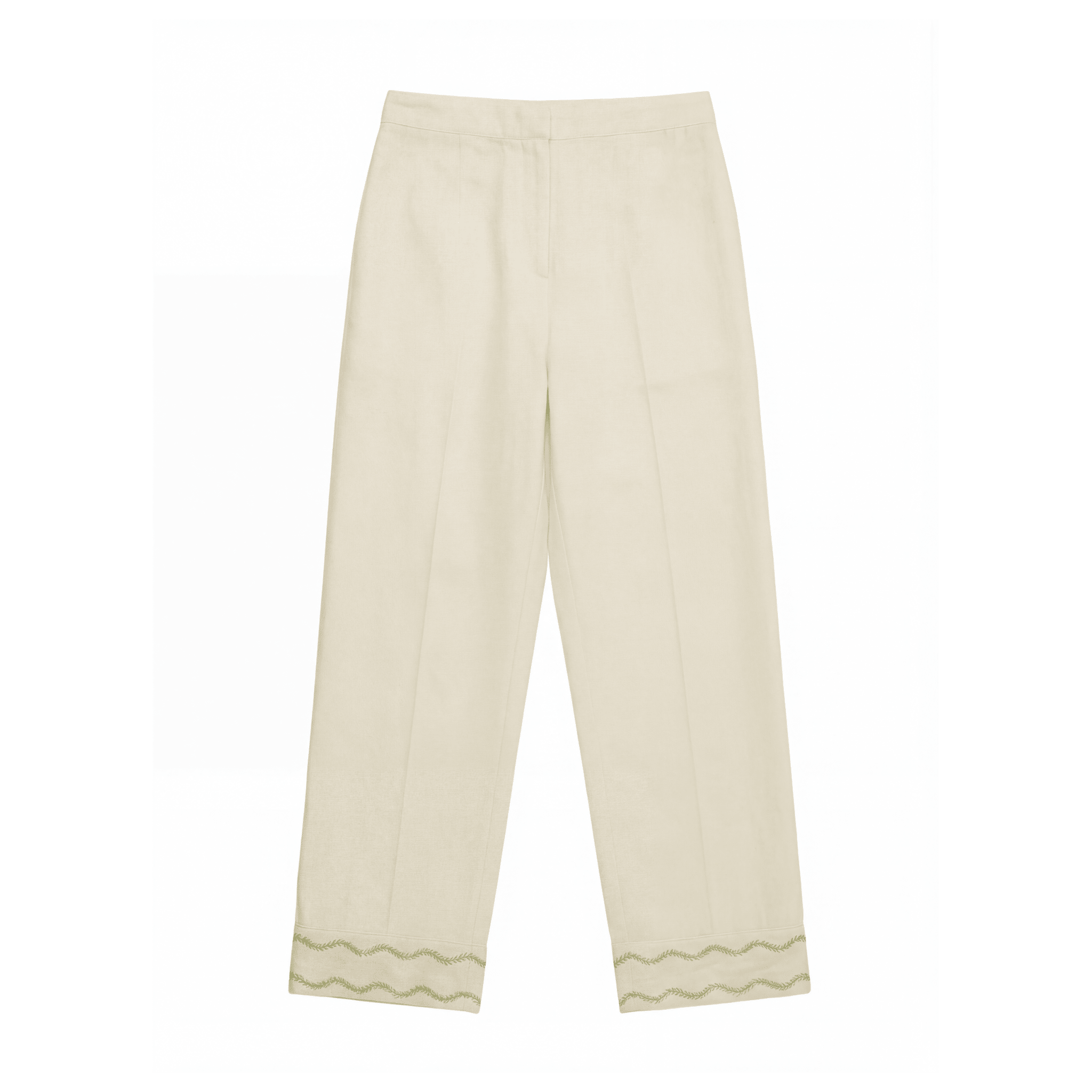 Ivory Cotton Embroidered Wide Leg Pants For Kids - shopaleena