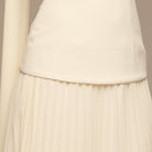 Ivory Crepe and Chiffon Pleated Dress with Scarf - shopaleena