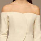 Ivory Crepe & Chiffon Pleated Maxi Dress - shopaleena