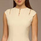 Ivory Crepe Chiffon Sleeveless Maxi Dress - shopaleena