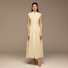 Ivory Crepe Chiffon Sleeveless Maxi Dress - shopaleena