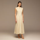Ivory Crepe Chiffon Sleeveless Maxi Dress - shopaleena
