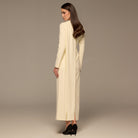 Ivory Crepe Draped Dress with Scarf - shopaleena