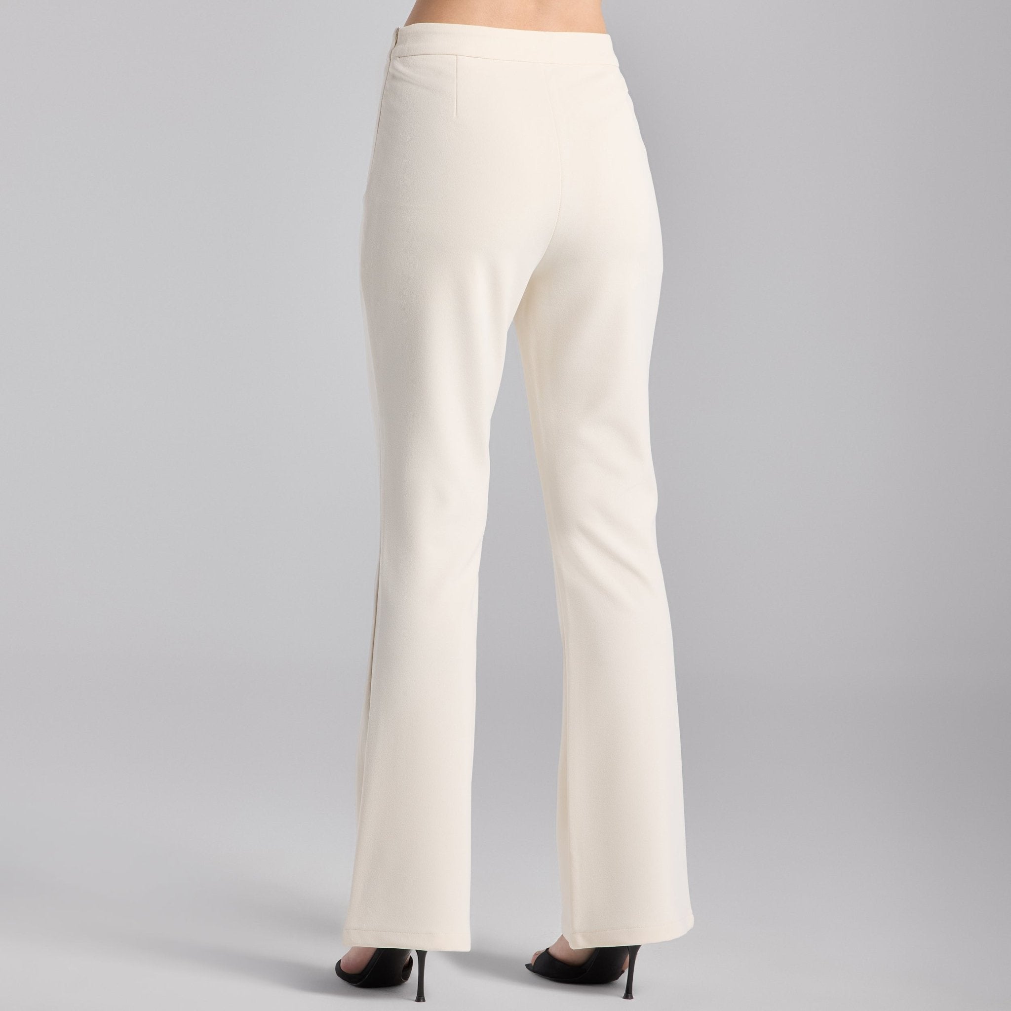 Ivory Crepe Flared Bottom Pants - shopaleena
