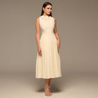 Ivory Draped Halter Neck Maxi Dress - shopaleena
