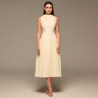 Ivory Draped Halter Neck Maxi Dress - shopaleena