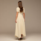 Ivory Dropped Waist Crepe Dress - shopaleena