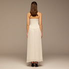 Ivory Embroidered Crepe & Chiffon Maxi Dress - shopaleena