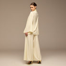 Ivory Embroidered Top and Pants Satin Set - shopaleena