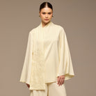 Ivory Embroidered Top and Pants Satin Set - shopaleena