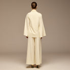 Ivory Embroidered Top and Pants Satin Set - shopaleena