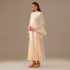 Ivory Flared Long Sleeve Chiffon Maxi Dress - shopaleena