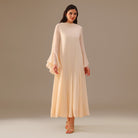 Ivory Flared Long Sleeve Chiffon Maxi Dress - shopaleena