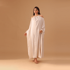 Ivory Gathered Neck With Accessory Maxi Dress - shopaleena