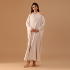 Ivory Gathered Neck With Accessory Maxi Dress - shopaleena