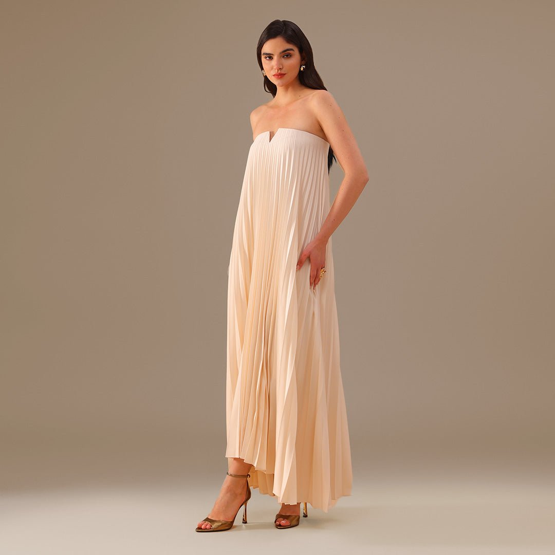 Ivory Off - Shoulder Aline Gown - shopaleena