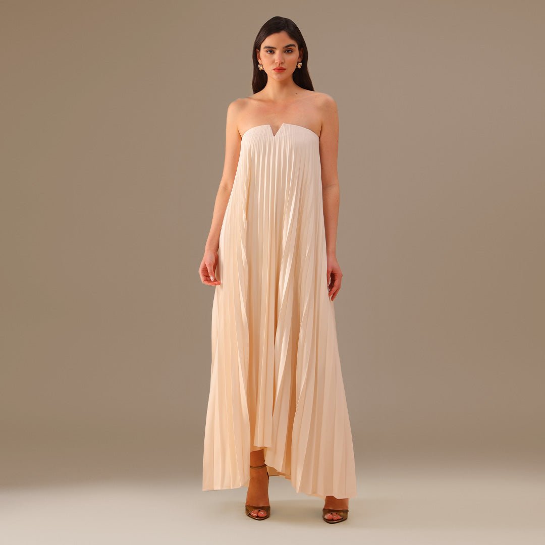 Ivory Off - Shoulder Aline Gown - shopaleena