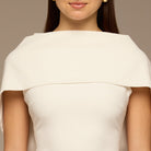 Ivory Off - Shoulder Crepe and Satin Maxi Dress - shopaleena