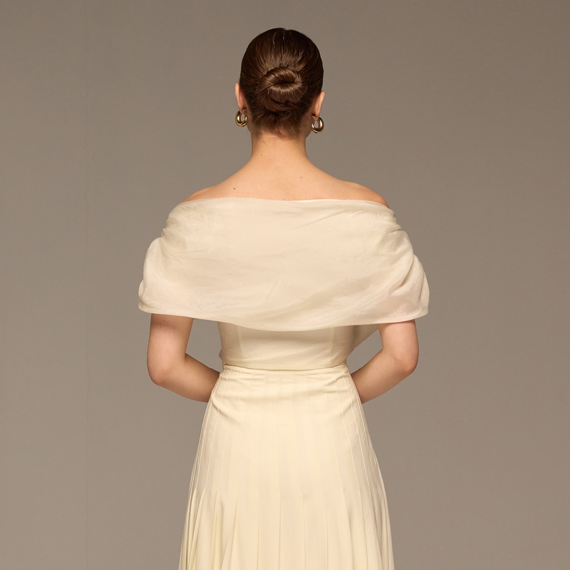 Ivory Off Shoulder Organza Blouse - shopaleena