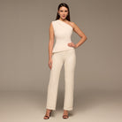 Ivory One Shoulder Crepe Blouse - shopaleena