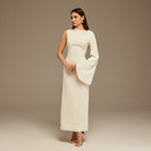 Ivory One Sleeve Maxi Dress - shopaleena