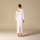 Ivory Open Shoulder Maxi Dress - shopaleena