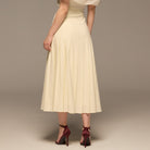 Ivory Pleated A Line Crepe Skirt - shopaleena