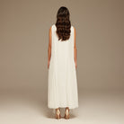 Ivory Pleated cape Sleeveless Crepe dress - shopaleena