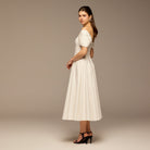 Ivory Puff Sleeve Cotton Maxi Dress - shopaleena