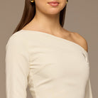 Ivory Ruched Long Sleeve Jersey Maxi Dress - shopaleena