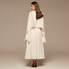 Ivory Satin Dress with Cape Sleeves - shopaleena