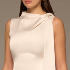 Ivory Side - Tie Satin Midi Dress - shopaleena