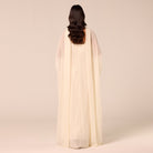Ivory Spaghetti Strap Dress with Sheer Chiffon Cape - shopaleena