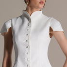 Ivory Stand Collar Peplum Blouse - shopaleena