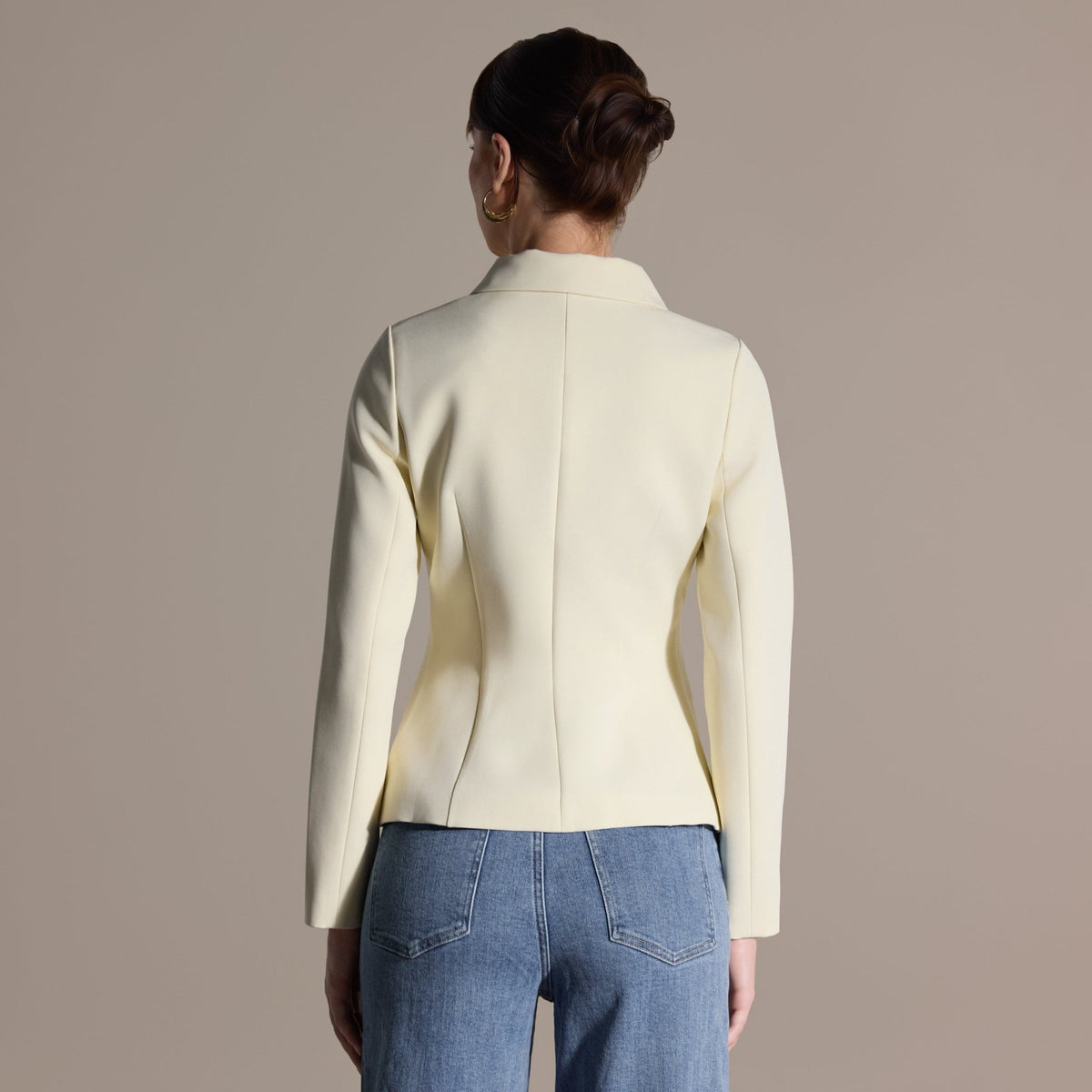 Ivory Twill Fitted Jacket - shopaleena