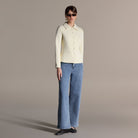 Ivory Twill Fitted Jacket - shopaleena