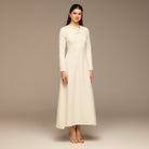 Ivory Twisted Neck Crepe Maxi Dress - shopaleena