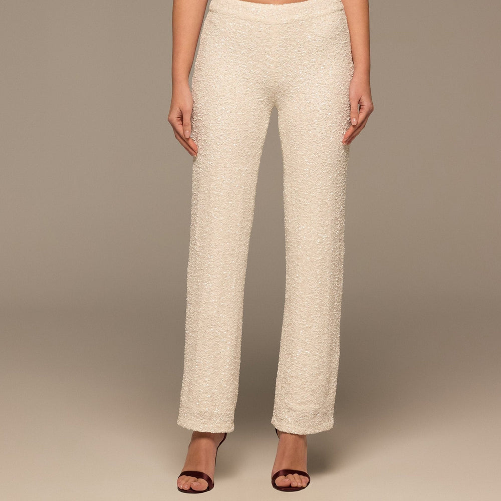Ivory Wide Leg Sequin Pants - shopaleena
