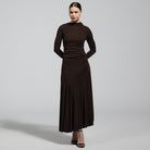 Jersey Asymmetric Neck Midi Dress - shopaleena
