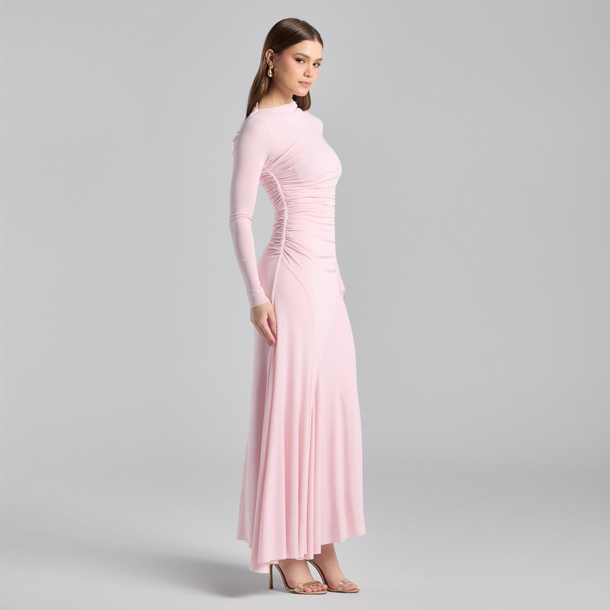 Jersey Asymmetric Neck Midi Dress - shopaleena