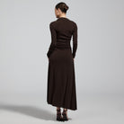Jersey Asymmetric Neck Midi Dress - shopaleena