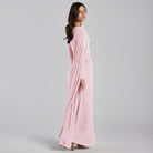Jersey Draped Maxi Dress with Sleeve Scarf - shopaleena