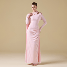 Jersey Draped Maxi Dress with Sleeve Scarf - shopaleena