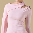 Jersey Draped Maxi Dress with Sleeve Scarf - shopaleena