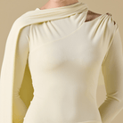 Jersey Draped Maxi Dress with Sleeve Scarf - shopaleena